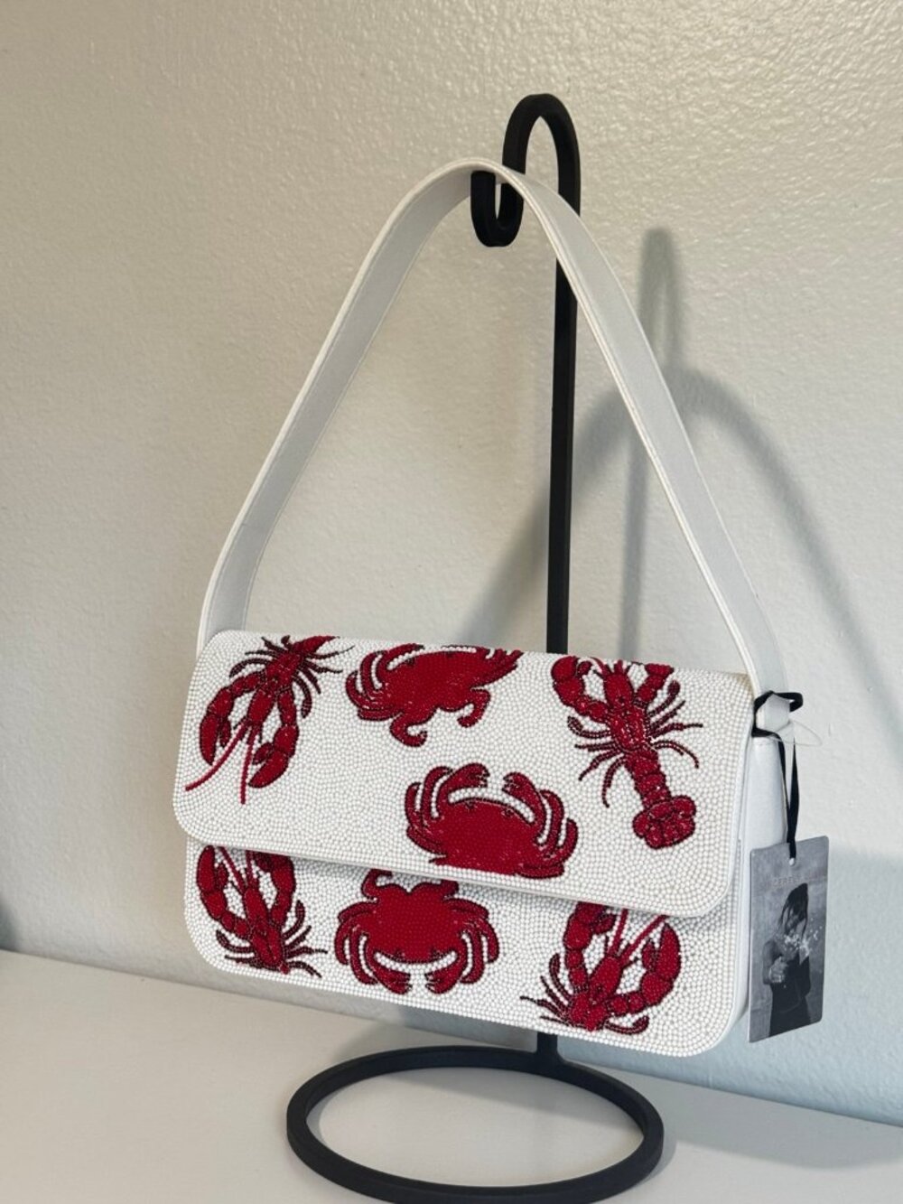 Viral Crab Lobster Beaded Bag Sincerely Jules White - NWT HTF - Picture 2 of 4